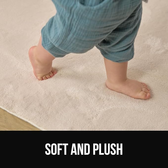 GORILLA GRIP Ultra Soft Washable Area Rug, Stain and Slip Resistant Plush Thick Carpet for Bedroom Living Room, No Shed Floor Rugs, Pet Friendly, Dorm Essentials, Kids Nursery Home Decor, 4x6, Ivory
