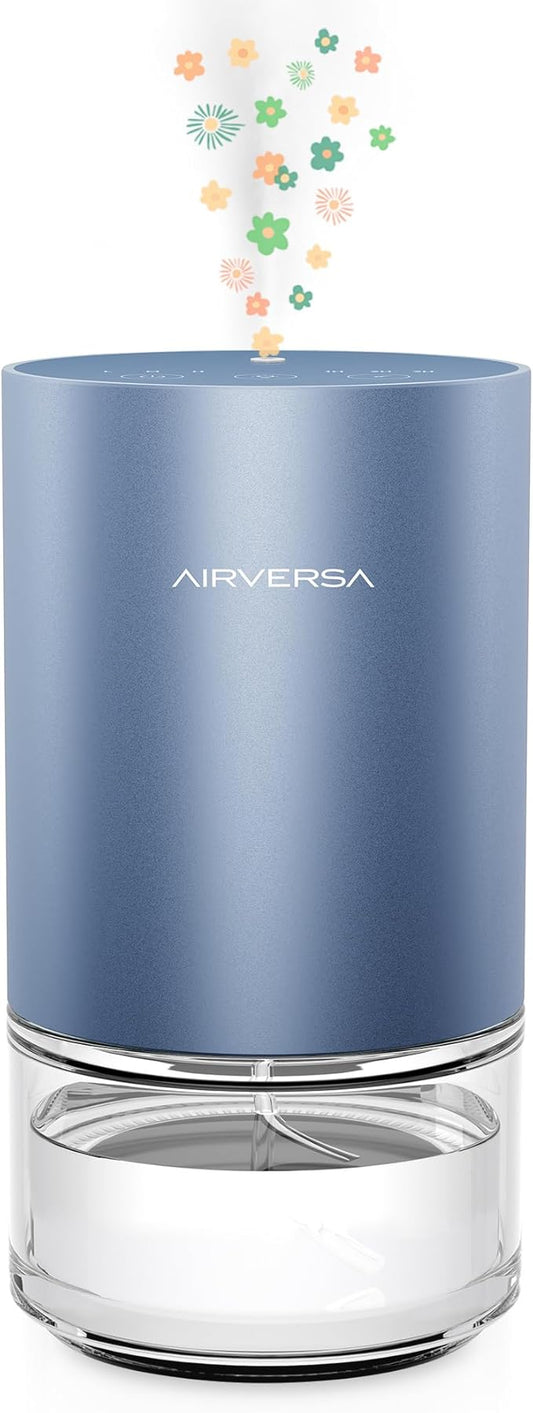 Essential Oil Diffuser Waterless Aromatherapy Diffusers for Home Large Room, Bedroom, Car, Office, Desk, Battery Operated, Small Diffuser for Pure Scent, 100mL Capacity, AN9 (Ice Blue)