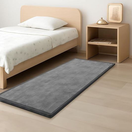 1.3" Thick Baby Play Mat for Floor, 28x72 Foam Tummy Time Mat, Padded Support Soft Plush Bedside Rugs for Infant Kids Toddler Crawling Kick Activity (Dark Grey)