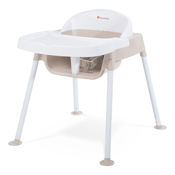 Foundations Secure Sitter Feeding Chairs 3-Pack, No-Tip Feet, 3-Point Adjustable Harness, Removable Tray, Stackable Feeding Chairs (13 inch)