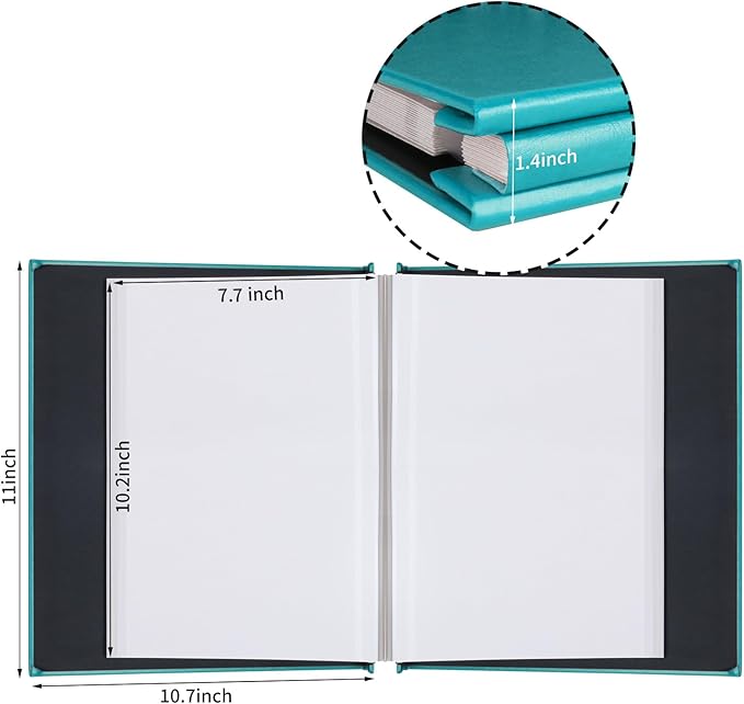 Inspirational Leather Photo Album,Magnetic Self-Stick Page Photo Album,Family Album,Hand Made DIY Albums Holds 3x5, 4x6, 5x7, 6x8 Photos (light blue-always remember)