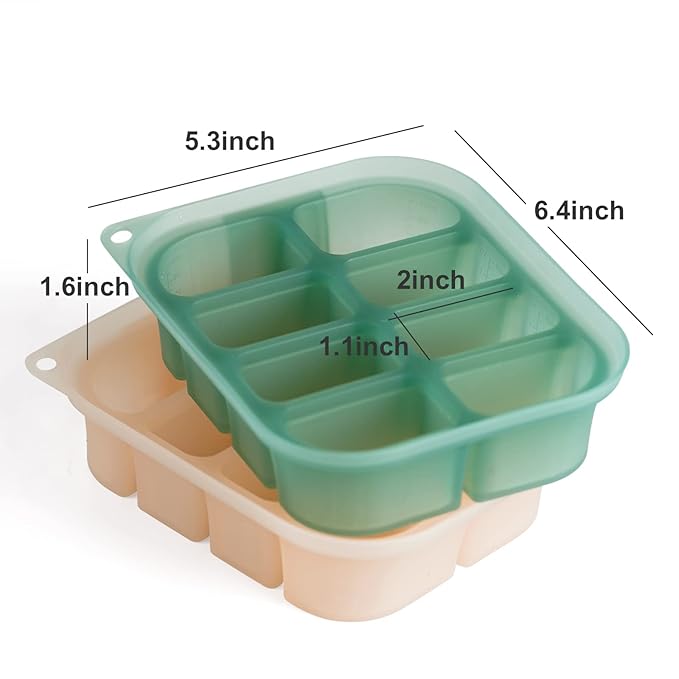 haakaa Silicone Baby Food Freezer Tray with Lid by haakaa - Perfect Storage Container for Homemade Baby Food, Vegetable & Fruit Purees, and Breast Milk, Pea Green