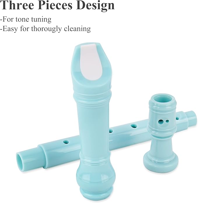 Recorder Instrument for Beginner Adults,8-Hole Soprano Descant Recorder Music Flute with with Cleaning Rod & Leather Case For Home Entertainment(2-Blue Green Splash-ink)