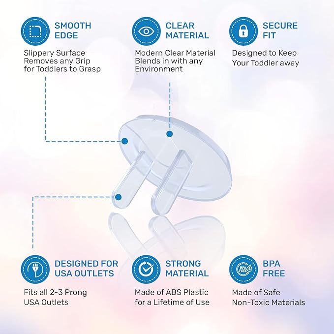 24 Pack Outlet Covers & Removal Tool Baby Proofing, Provide Shock Prevention and Easy Installation, Safe and Secure Plastic Plug Covers for Power Sockets (24 Outlet Covers)