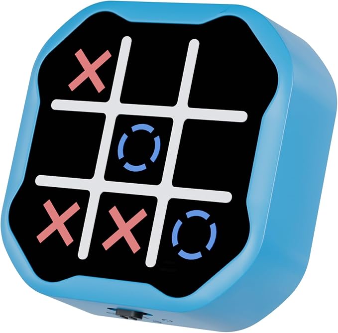 3 in 1 Electronic Tic Tac Toe Game, Handheld Digital Tic Tac Toe Bolt Game with Silent Mode, Portable Learing Toy Gift for Kids & Adults, Blue (One Pack)