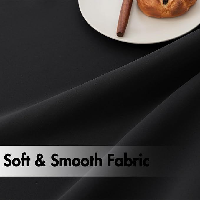 ANRODUO Back Tab Blackout Curtains for Bedroom Living Room, Rod Pocket Pinch Pleated Thermal Insulated Room Darkening Curtains 96 Inches Long 2 Panels, Black, 52 x 96 Inch