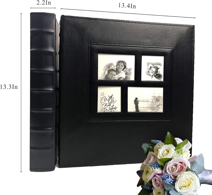 RECUTMS Photo Album Self Adhesive Magnetic DIY Scrapbook 60 Pages 13.3 x 13.4 (Inches) Accommodate 8X10 6X8 5X7 4X6 Photo Wedding Album Memory Book (Red)