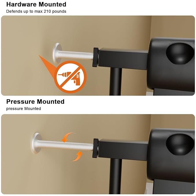 Extra Wide Baby Gate Extra Wide Extra Tall Dog Gates for Stairs Doorways Black Metal Tension Indoor Safety Gates with Pressure Mount 53-57.5 Inch