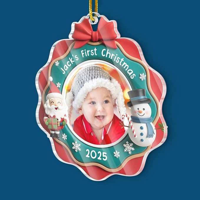 Pawfect House Custom Photo Acrylic Ornament, Personalized Christmas Baby Shower, Gender Reveal Gifts For New Moms, New Dads, New Parents, Christmas Tree Decorations For New Parents, House Warming Gift