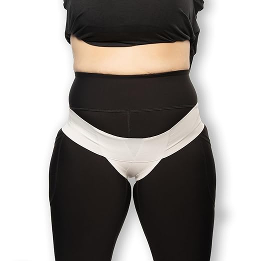 Patented Women’s Pelvic Floor Orthotic Support Belt ― Uterus Pain Relief Girdle for Prolapsed Bladder, Vulvar Varicosities, Postpartum Recovery, SPD | Low Waist - White (XL)