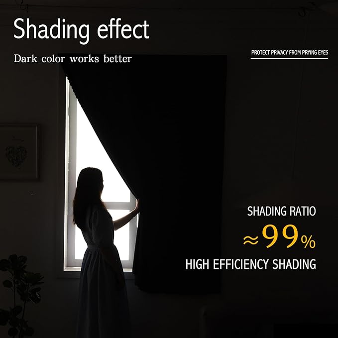Self Adhesive Portable Blackout Curtains for Bedroom Easy to Install Window Thermal Lnsulated Kitchen Room Darkening Small Window Curtains, Cortinas Para Cuarto, 35"W X 71"L, Beige, 1 Panel