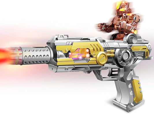Light Up Toy Gun with Sound Effects & Spray for Ages 3, 4, 5, 6, 7+ Boys - Unique Barrel Telescopic Action - Ideal Halloween Christmas Birthday Gift for Toddlers Kids (Batteries Not Included)