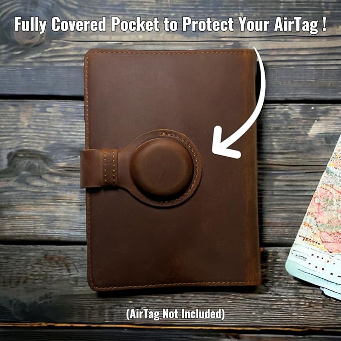 Genuine Leather AirTag and Moto Tag Passport Holder and Wallet for Men and Women RFID Blocking for Secure Traveling and Documentation Organizer(Coffee)