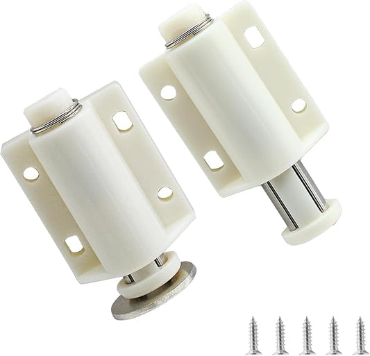 2 Pack Magnetic Touch Latch, Cabinet Push Open Catches Magnet Push Release Latches Hardware for Kitchen Cabinet Drawer Cupboard Closet Door (White)