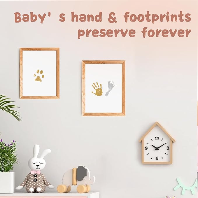Inkless Baby Hand and Footprint Kit,Clean-Touch Ink Pad Kit,Safe No Mess Printing Infant Hand Foot Stamp,4 Pack Newborn Inkless Print Pads Best Keepsake or Gifts for Family