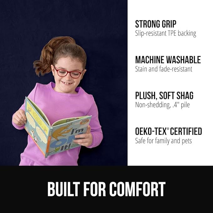 GORILLA GRIP Ultra Soft Washable Area Rug, Stain and Slip Resistant Plush Thick Carpet for Bedroom Living Room, No Shed Floor Rugs, Pet Friendly, Dorm Essentials, Kids Nursery Home Décor 5x3 Navy Blue