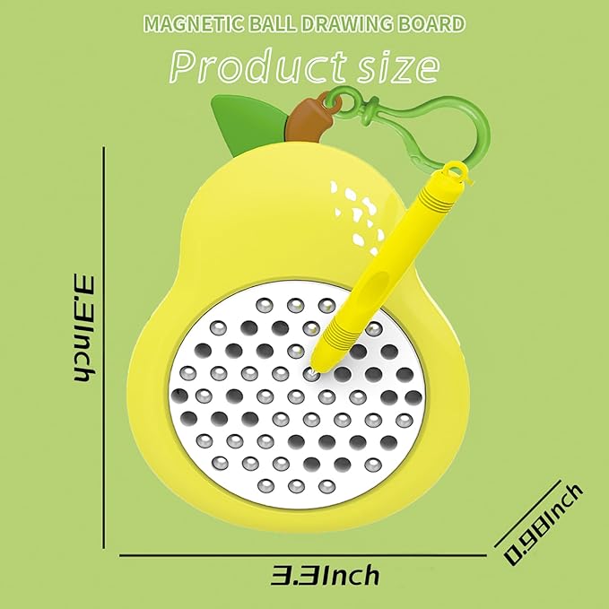 1PCS Pear Magnetic Drawing Board for Kids & Toddlers with Beads and Magnet Stylus Pen - Magnetic Travel Toy for Airplane & Car Ride Activities for Kids