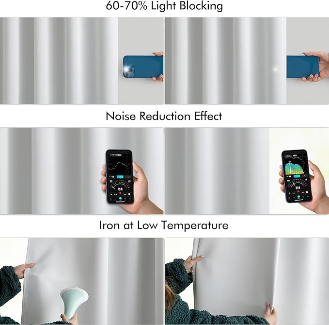 MIULEE Back Tab Light Blocking Curtains 84 Inch Length 2 Panels Set for Living Room Bedroom, Greyish White Rod Pocket/Pinch Pleated Thermal Insulated Room Darkening Blackout Curtains 84 Inches Long