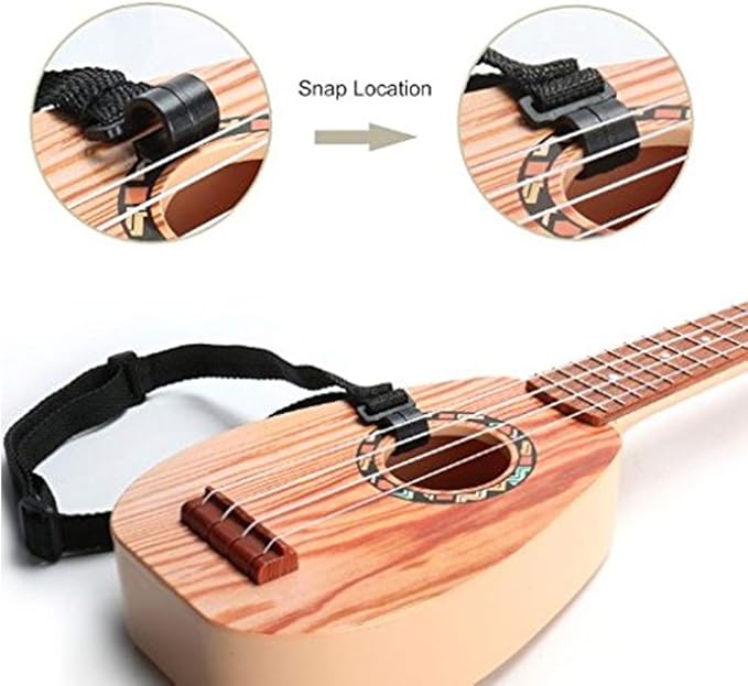 YOLOPARK 17" Kids Toy Guitar for Girls Boys, Mini Toddler Ukulele Guitar with 4 Strings Keep Tones Can Play for 3, 4, 5, 6 7 Year Old Kids Musical Instruments Educational Toys for Beginner (Wood)