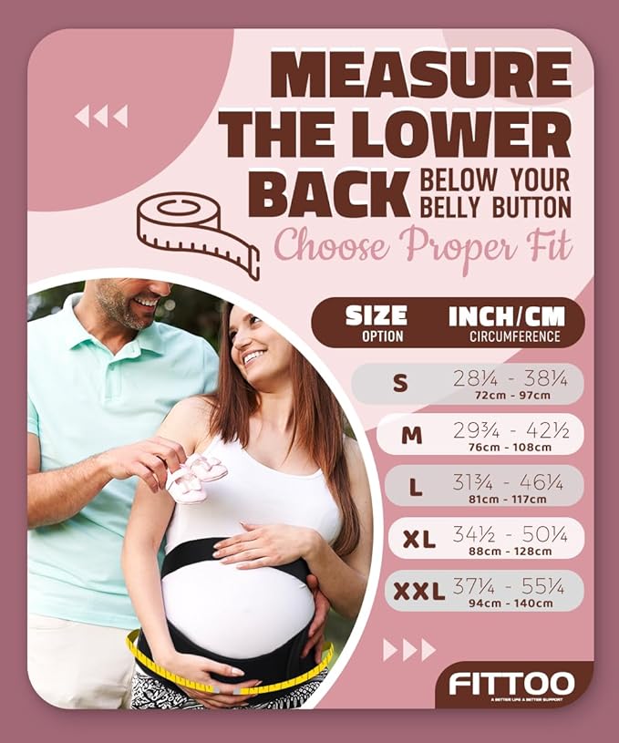 FITTOO Maternity Belt Back Support Belly Band Pregnancy Belt Support Brace Abdominal Binder Waist Support Beige XXL