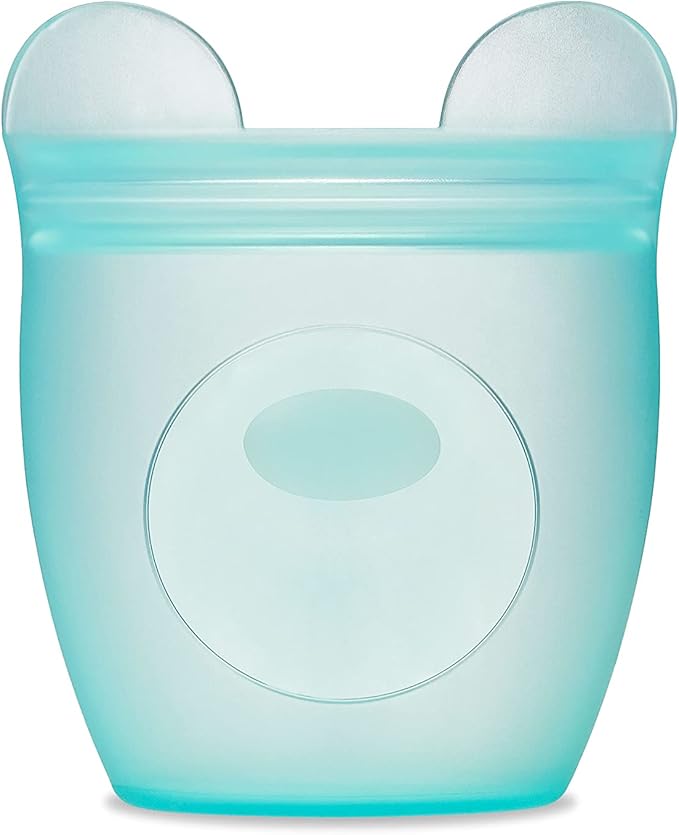 Zip Top Reusable 100% Silicone Baby + Kid Snack Containers- The only containers That Stand up, Stay Open and Zip Shut! No Lids! Made in The USA - Full Set of 4