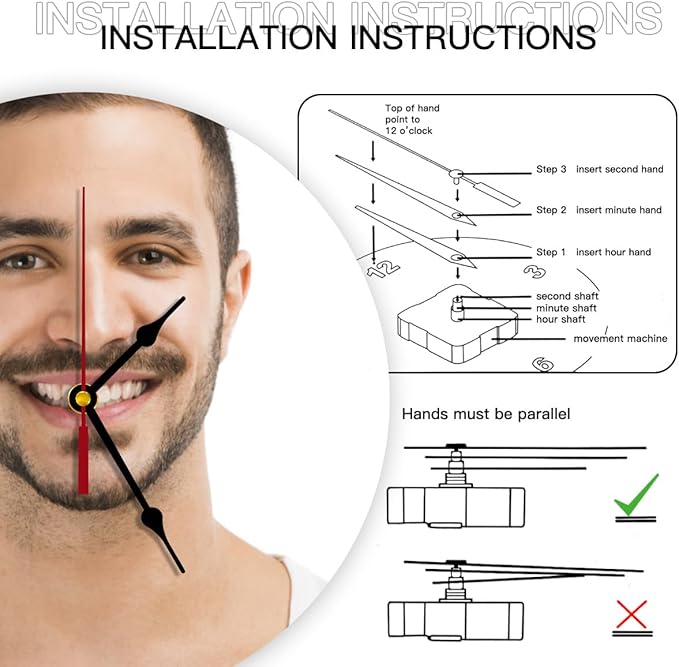 Generic Custom Clocks for Walls Personalized Clocks with Picture Silent Non Ticking Round Decoration for Kitchen Creative, 12inch-30cm