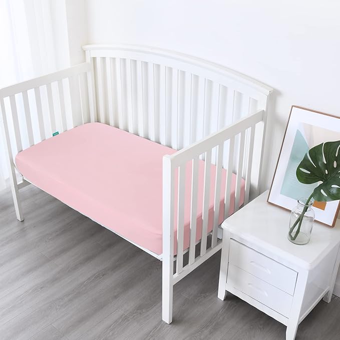 4-Pack Fitted Crib Sheets for Boys and Girls - Breathable, Soft Microfiber Baby Sheets in Pink and Violet