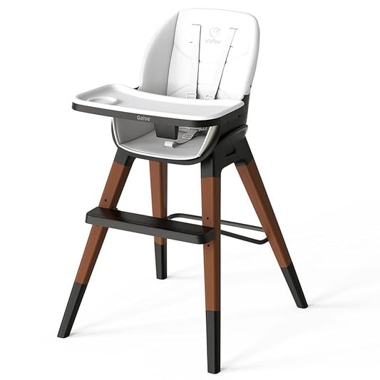8 in 1 Highchair, Convertible Wooden Baby High Chair with Tray, Adjustable High Chair for Babies and Toddlers, Easy to Clean, Grow with Family|Booster|Learning Table|High Stool