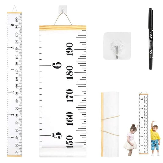Growth Chart Wall Hanging, Portable Kids Wall Ruler Removable Height Measure Chart for Boys Girls Growth Ruler from Baby to Adult for Child's Room Decoration 79''7.9''
