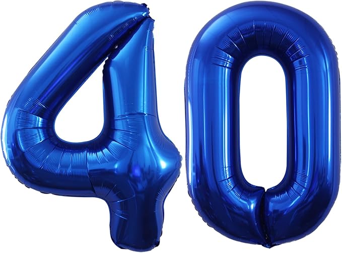 GOER Number 40 Balloons for 40th Birthday Party Decorations,42 Inch Jumbo Foil Helium Balloons for 40th Anniversary (Blue)