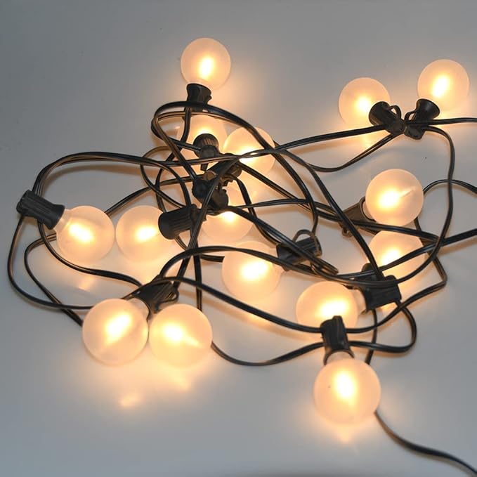50Ft LED Outdoor Patio String Lights - Waterproof Globe Lights with 52 Shatterproof Frosted Bulbs, Connectable for Wedding, Party, Christmas & Garden Decor, Black Wire