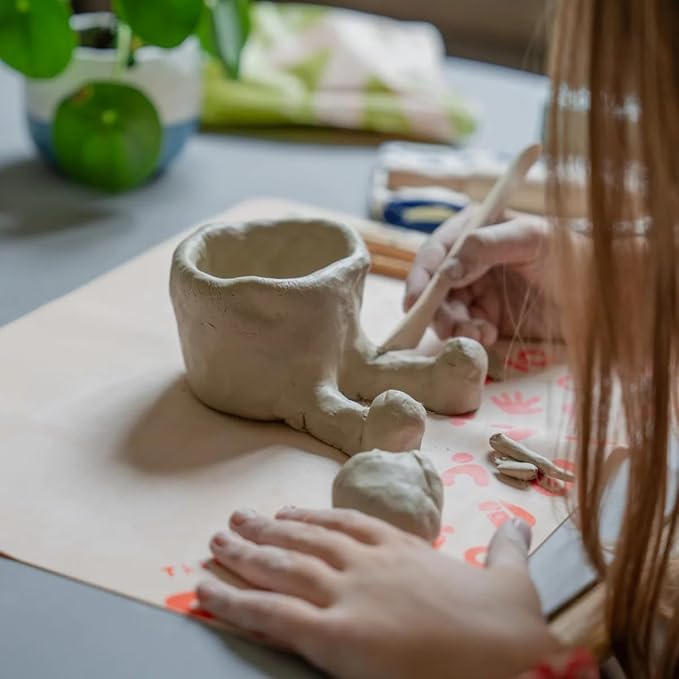Sculpd - The Original Kids Pottery Kit, Air-Dry Clay Starter Kit for Kids Age 7+, Air Dry Clay with 5 Colour Paint Set, Paintbrushes, Pottery Tools, Sponge and Step-by-Step Guide