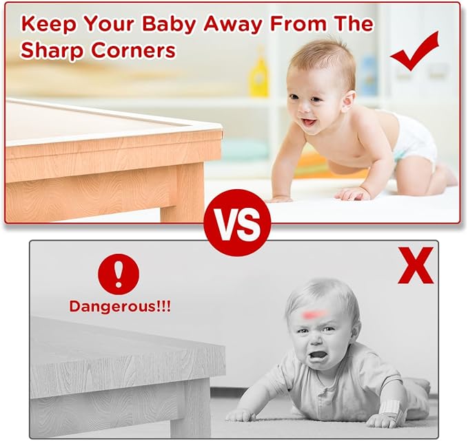 Clear Corner Protectors,Corner Protector Baby Proofing 32.8ft(10M) with 4 Corners,Furniture Corner Guard & Edge Safety Bumpers,Soft Edge Protector with Strong Adhesive