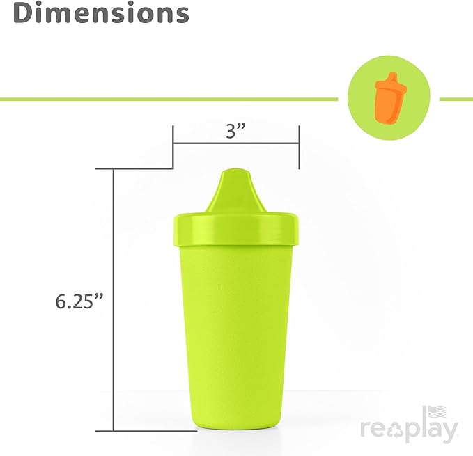 Re-Play Sippy Cups for Toddlers - 10 Oz. Reusable Spill Proof Cups for Kids, Dishwasher/Microwave Safe - Made in USA - Set of 3-3.13" x 6.25" - Aqua Asst