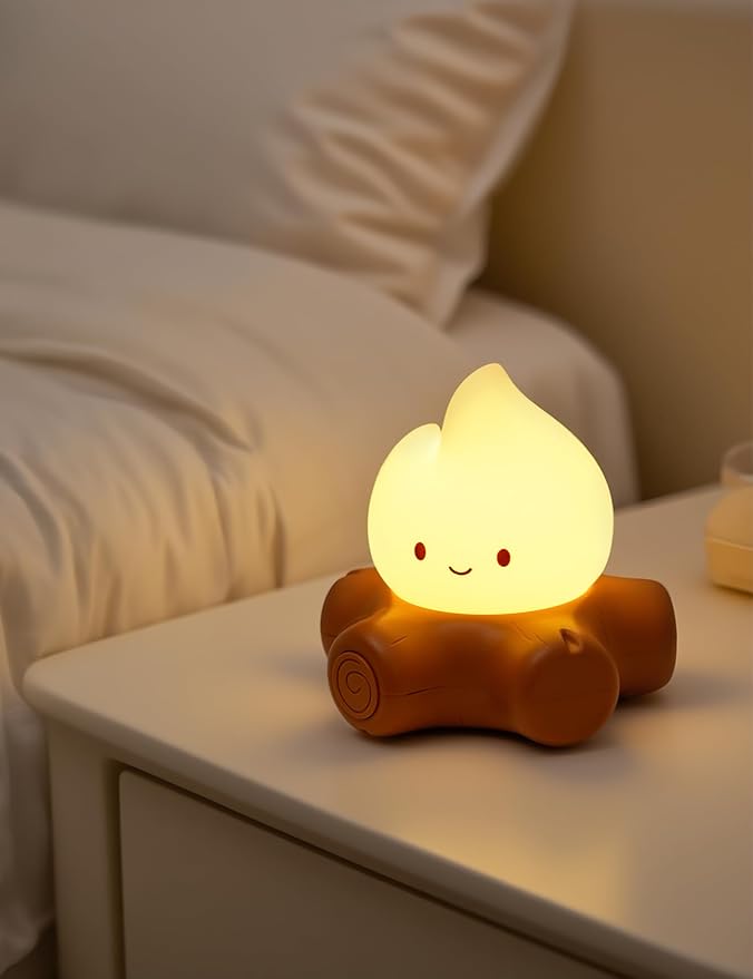 Fake Campfire Lamp, Ambient Lighting, White Noise Soothes The Mood, Portable Rechargeable Night Light, Candlelight Mode Mood Lighting, Bedroom, Desktop, Camping Decor (3Pack)