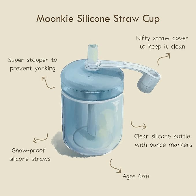 Moonkie Baby Straw cup | Silicone Toddler Sippy Cup Training Cup with Straw Lid | BPA-Free Drop-Proof Baby Cup | Baby Led Weaning | 6 Months+, 5 oz, 1pack