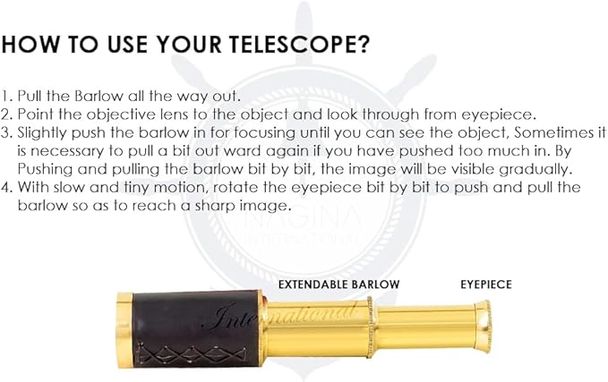 6" Solid Brass Quality Handcrafted Spyglass Telescope Set with Brown Carry Bag to Complete Your Collection [ B0957Y5NWK]