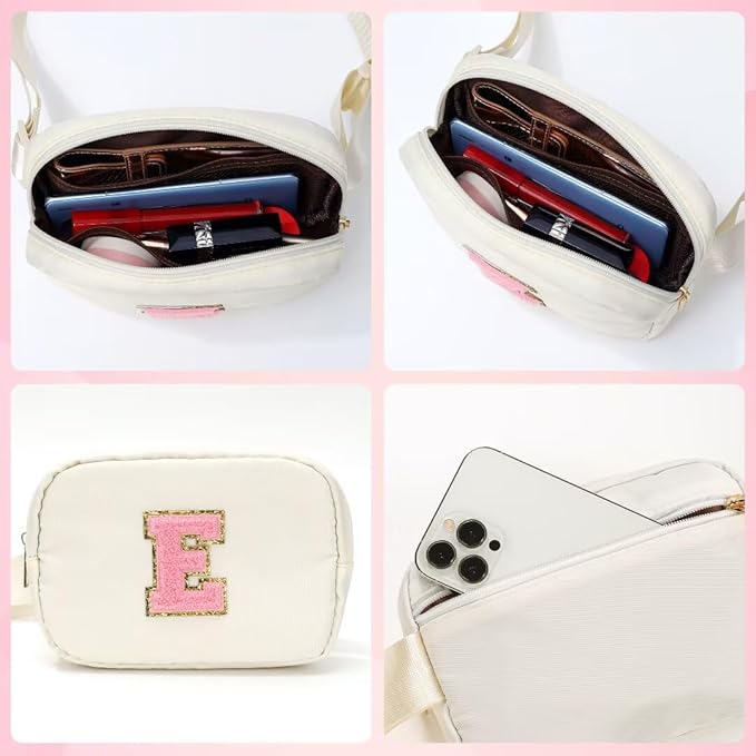 YOOLIFE 4 5 6 7 8 9 10 11 12 Year Old Girls Birthday Gifts, Initial Fanny Pack Crossbody Bag Purse for Teen Girl Belt Bag, Beige A