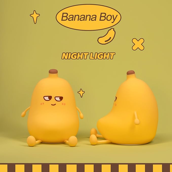 Banana Night Light for Kids, Cute Night Lamp for Room Decor, Portable Silicone Kids Lamp USB Rechargeable Nightlight, Birthday Christmas Gifts for Baby Toddlers Boys Girls