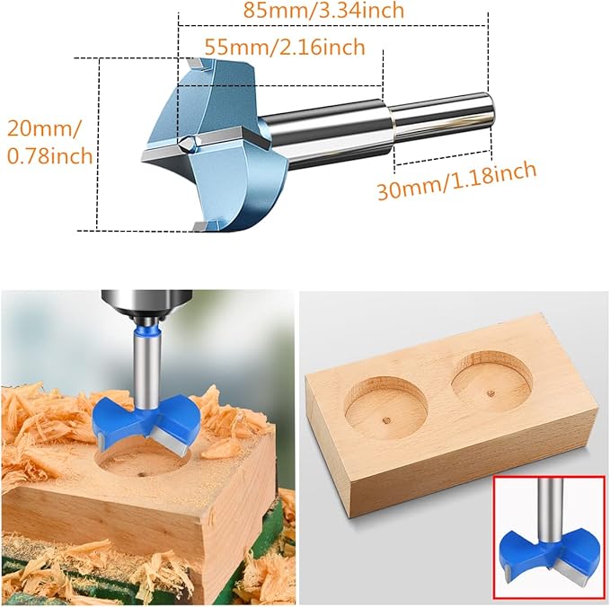 Automatic Lock Tongue Cabinet Drawer Lock 【Keyed Alike】& Forstner Drill Bit Furniture Locker Lock Showcase Lock Drilling Diameter 3/4"/19mm for (3/5"-/15mm -7/8"-/22mm) Door Panel