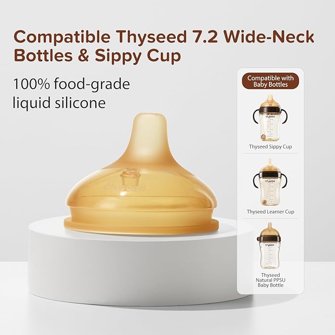 Thyseed Infant Spill Proof Weighted Straw Sippy Cups with Handles and Lids Breastfed Baby First Soft Spout Top Training Water Cup Toddler Boy Girl No Leak Transitioning Bedtime Milk Bottles 6 Months+