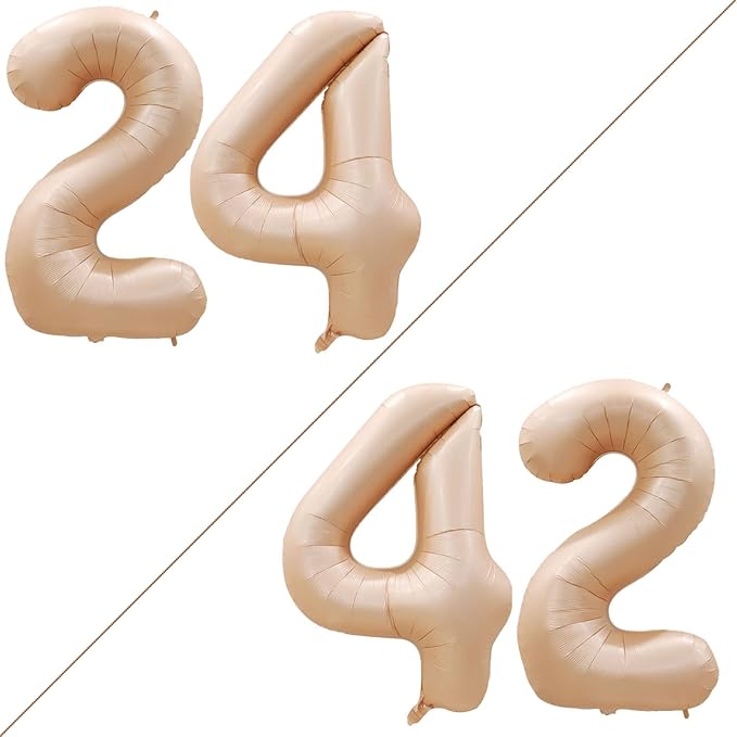 GOER Number 24 Balloons for 24th Birthday Party Decorations,42 Inch Jumbo Foil Helium 42 Balloons for 42nd Birthday Party Decoration (Caramel)