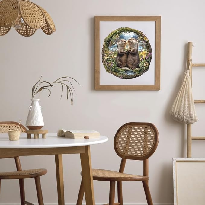 Jigfoxy Wooden Puzzles for Adults, Otter Couple Wood Puzzles Adult, Unique Animal Shape Wooden Jigsaw Puzzles for Adults, Birthday Gifts for Puzzle Lovers Family Friend (M-11 * 11.4in-193pcs)