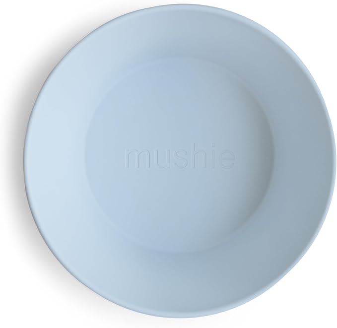mushie Round Dinnerware Bowls for Kids | Made in Denmark, Set of 2 (Powder Blue)