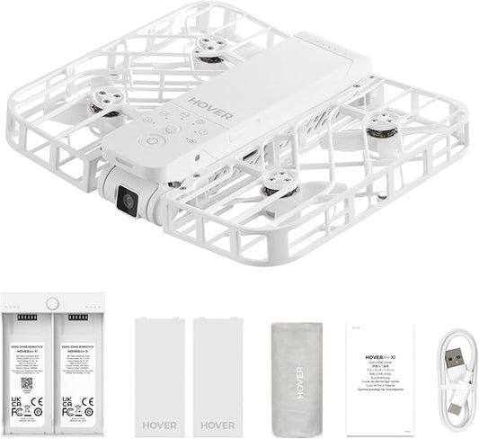 X1 Drone with Camera, Self-Flying Camera Drone with Follow Me Mode, Foldable Mini Drone with HDR Video Capture, Palm Takeoff, Intelligent Flight Paths, Hands-Free Control White (Combo Plus)