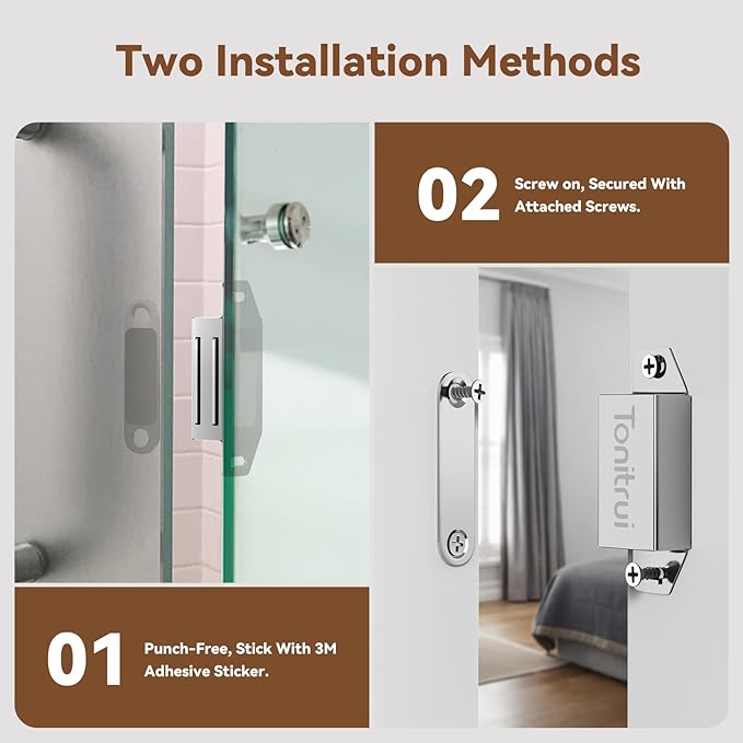 Cabinet Door Magnet, Flat Bottom Cabinet Magnetic Catch with Adhesive, Easy to Install,Only Takes 1 Minute,35lb Magnetic Cabinet Door Drawer Latch(Sliver, 8Pack)