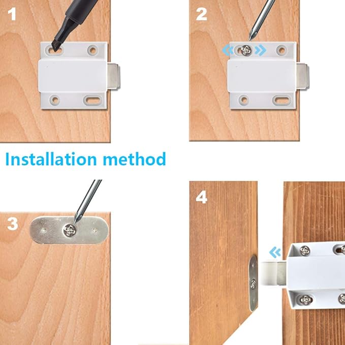 10 Pack Magnetic Push Latch Catch Push to Open Latch Pressure Touch Release Cabinet Catch for Doors Drawers Release Latch Kitchen Drawer Push Catch Pop Out Latch (White)