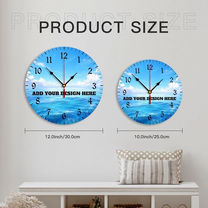 Generic Custom Wall Clock Personalized Clocks with Photo Text Logo Silent Non Ticking Round Decoration for Kitchen Wedding Friend Family Lover, 10inch-25cm