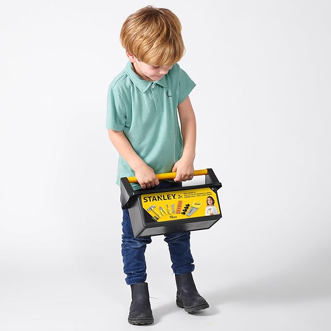 Kids Tool Box - 18-Piece Toy Tool Set for Pretend Play Fun Open Toolbox Design for Imaginative Adventures for Kids 3 and Up
