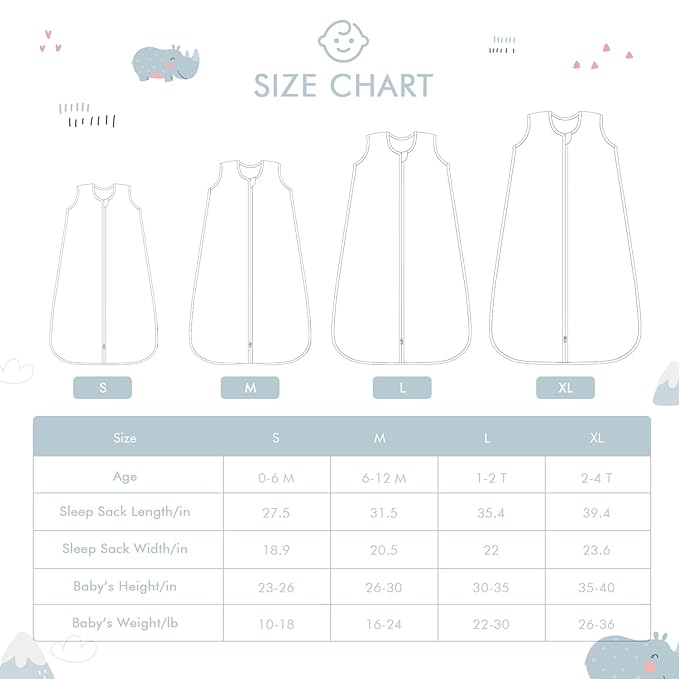 Baby Sleep Sack 2-4 T Boys & Girls Wearable Blanket 100% Organic Cotton 0.5 TOG Toddler Sleeping Sack 2- Way Zipper X-Large